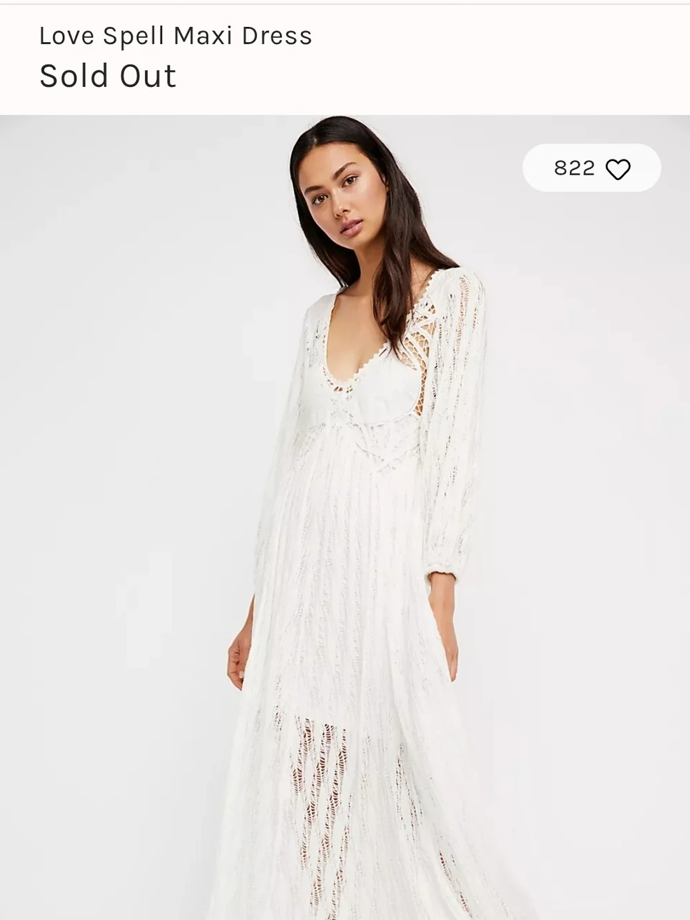 Free People Cream Crochet Maxi Dress